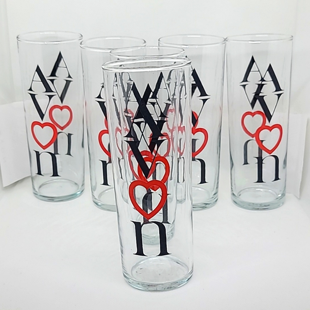 Set SIX Avon Drinking Glasses Vintage Mint